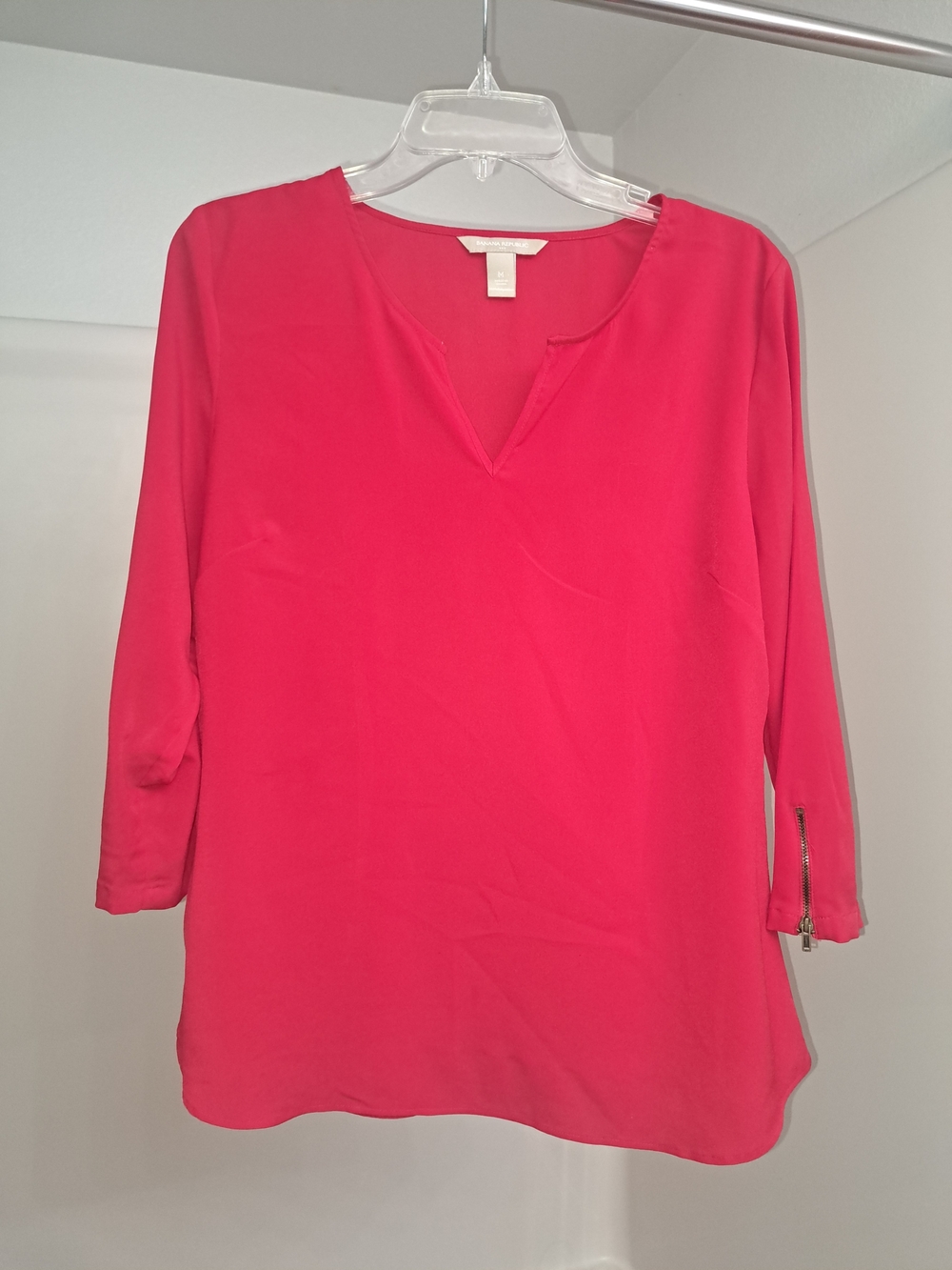 Banana Republic Vibrant Red Split V-Neck Tunic